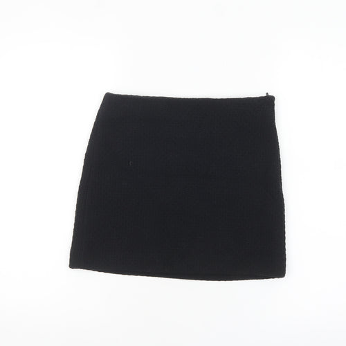 Mango Women Black Tweed Short Pencil Skirt XS