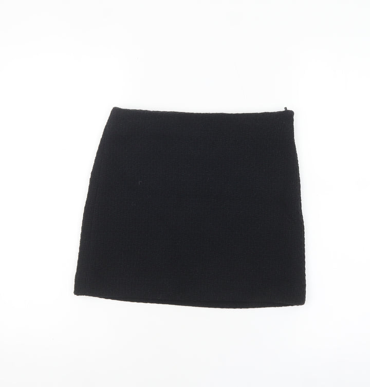 Mango Women Black Tweed Short Pencil Skirt XS