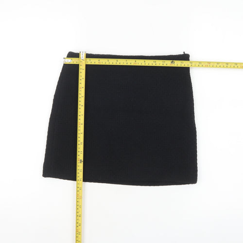 Mango Women Black Tweed Short Pencil Skirt XS