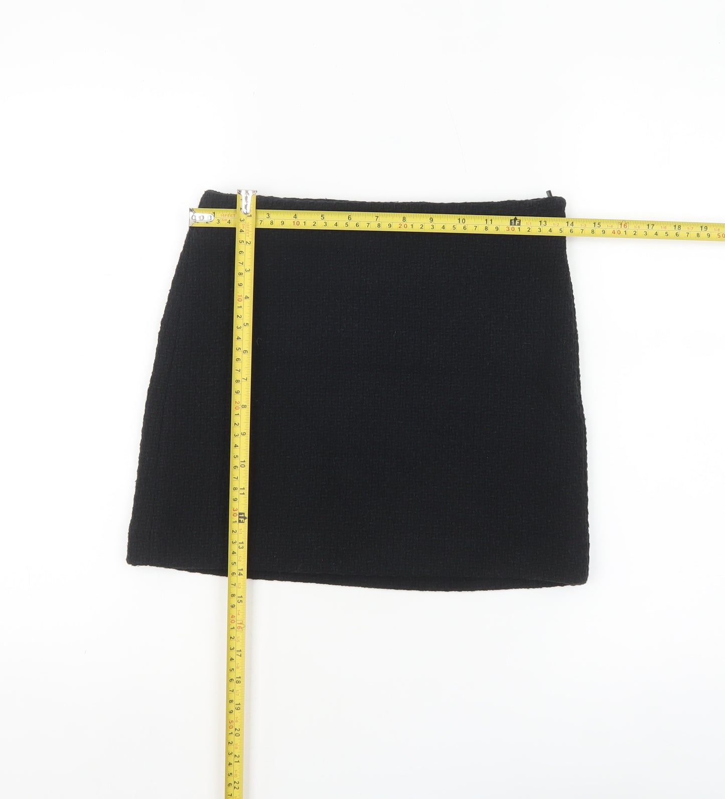 Mango Women Black Tweed Short Pencil Skirt XS