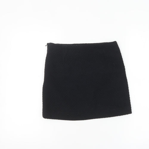 Mango Women Black Tweed Short Pencil Skirt XS