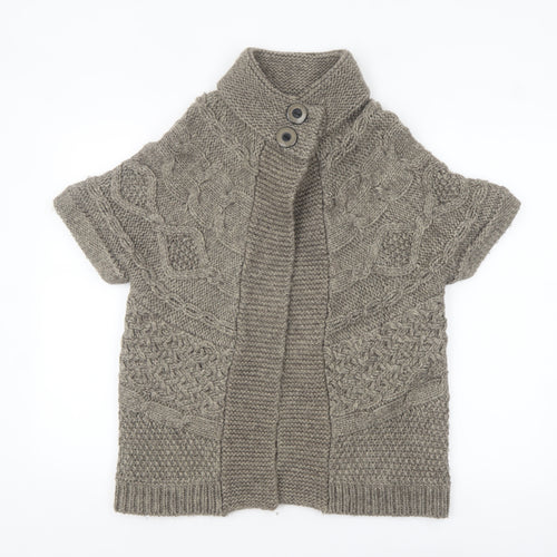 Marks and Spencer Women's Brown Short Sleeve Cable-Knit Cardigan UK 12