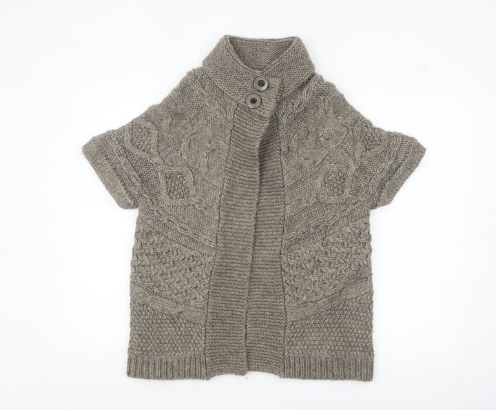 Marks and Spencer Women's Brown Short Sleeve Cable-Knit Cardigan UK 12