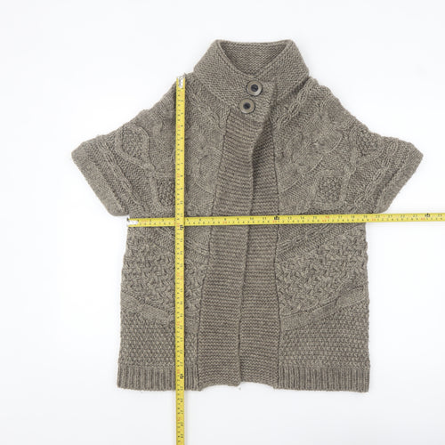 Marks and Spencer Women's Brown Short Sleeve Cable-Knit Cardigan UK 12