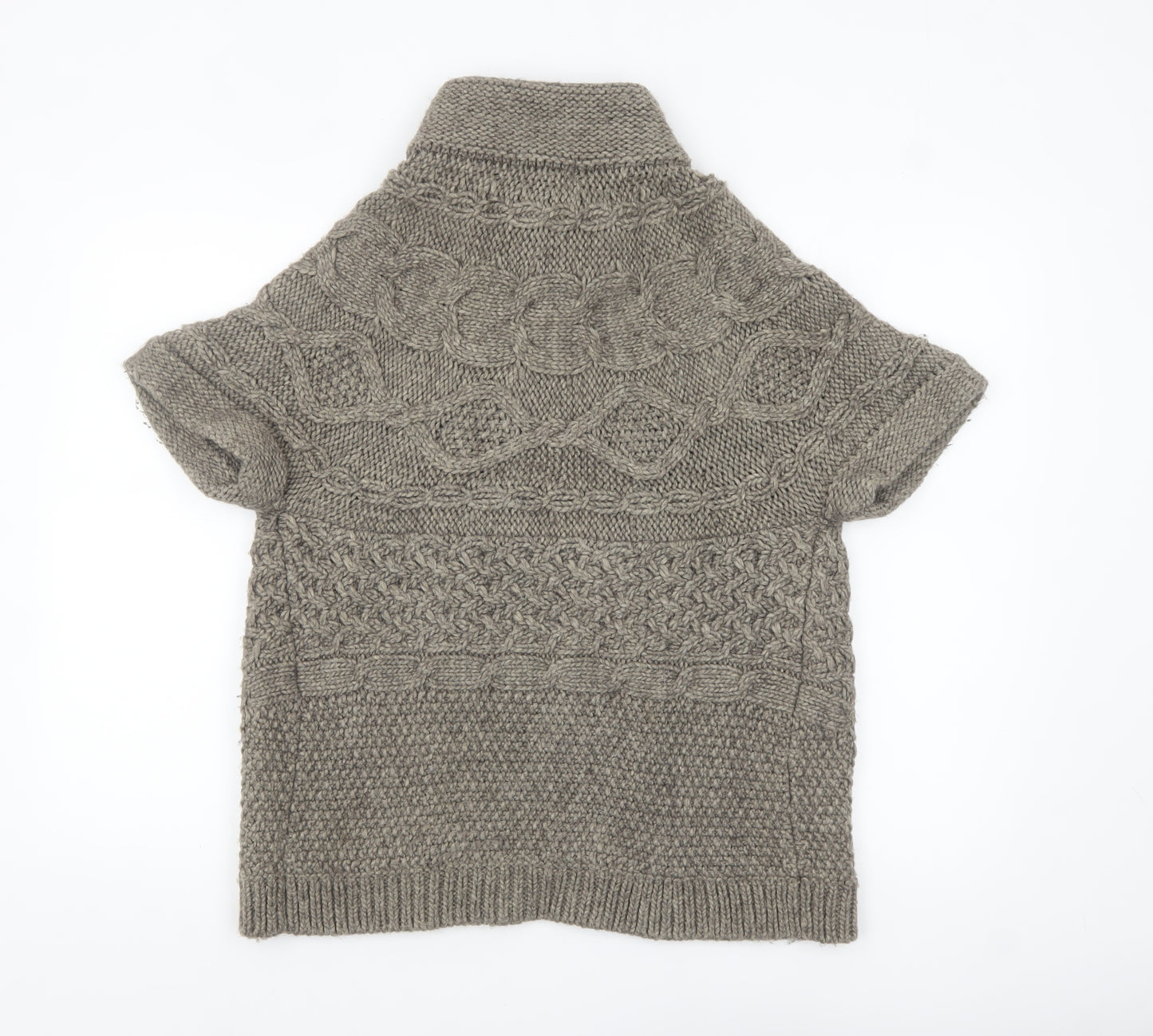 Marks and Spencer Women's Brown Short Sleeve Cable-Knit Cardigan UK 12