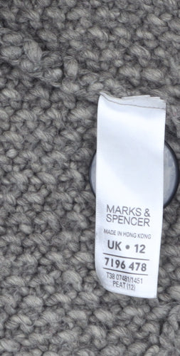 Marks and Spencer Women's Brown Short Sleeve Cable-Knit Cardigan UK 12