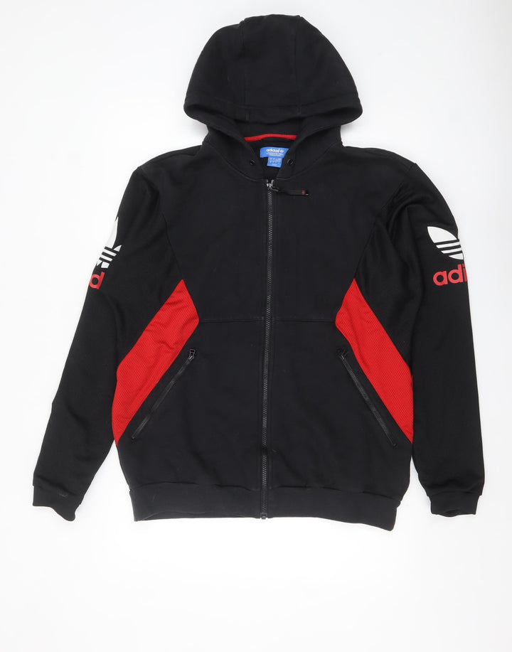 adidas Mens Black Red Full Zip Hoodie L Sportswear Fleece