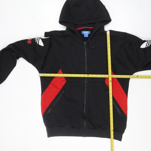 adidas Mens Black Red Full Zip Hoodie L Sportswear Fleece