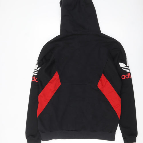 adidas Mens Black Red Full Zip Hoodie L Sportswear Fleece
