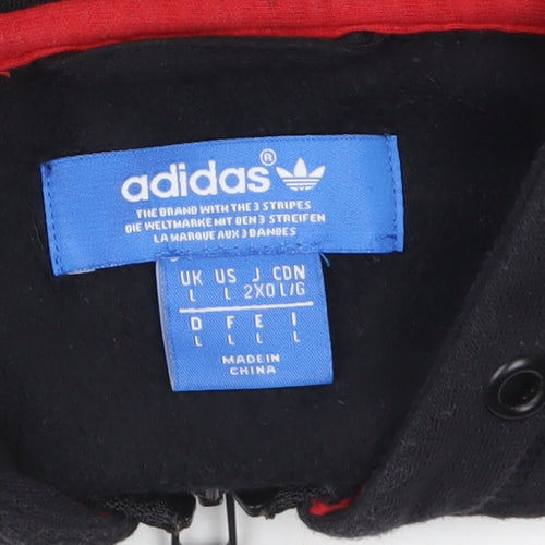 adidas Mens Black Red Full Zip Hoodie L Sportswear Fleece