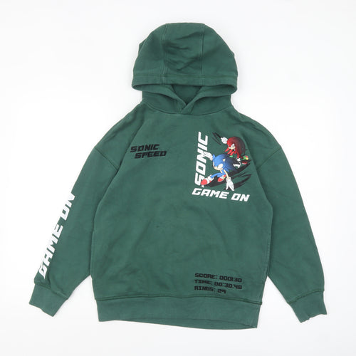 Next Boys Green Sonic the Hedgehog Pullover Hoodie 11 Years Cotton Blend