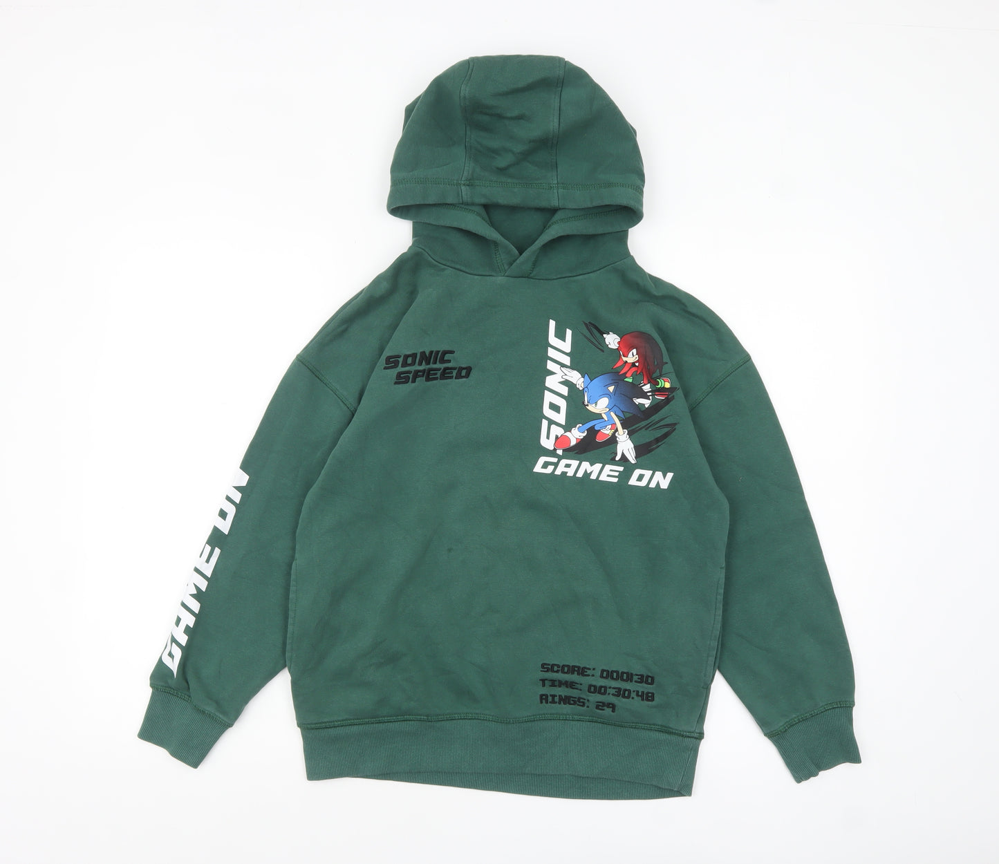 Next Boys Green Sonic the Hedgehog Pullover Hoodie 11 Years Cotton Blend