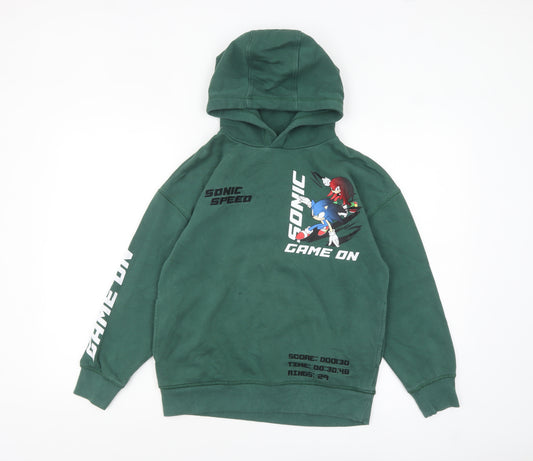 Next Boys Green Sonic the Hedgehog Pullover Hoodie 11 Years Cotton Blend