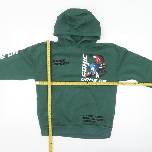 Next Boys Green Sonic the Hedgehog Pullover Hoodie 11 Years Cotton Blend