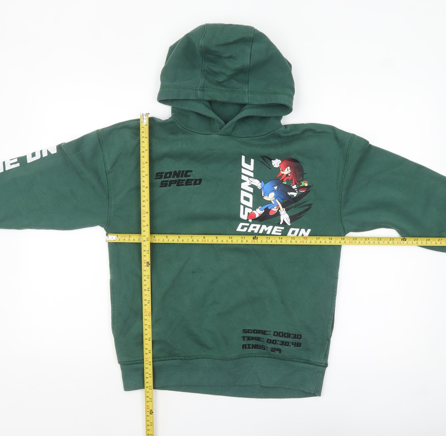 Next Boys Green Sonic the Hedgehog Pullover Hoodie 11 Years Cotton Blend