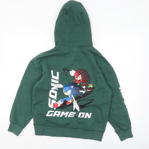 Next Boys Green Sonic the Hedgehog Pullover Hoodie 11 Years Cotton Blend
