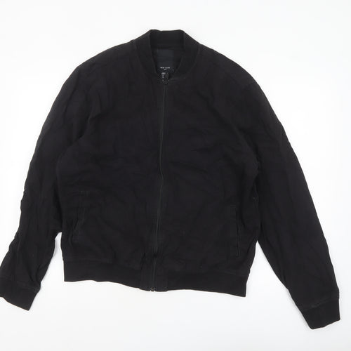 New Look Men’s Black Bomber Jacket Size M Cotton Zip Casual