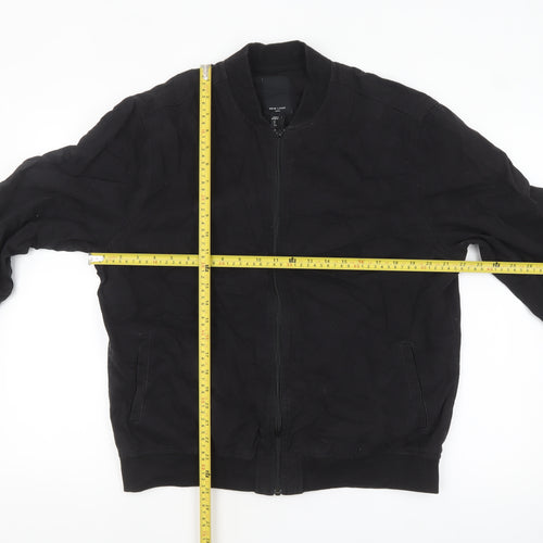 New Look Men’s Black Bomber Jacket Size M Cotton Zip Casual