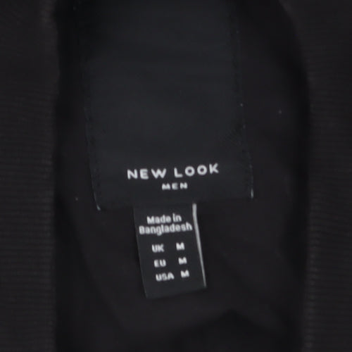New Look Men’s Black Bomber Jacket Size M Cotton Zip Casual