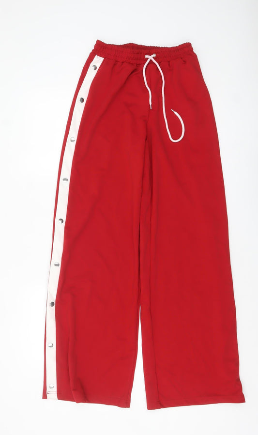 Motel Women Red Elastic Waist Button Jogger Trousers Size 8