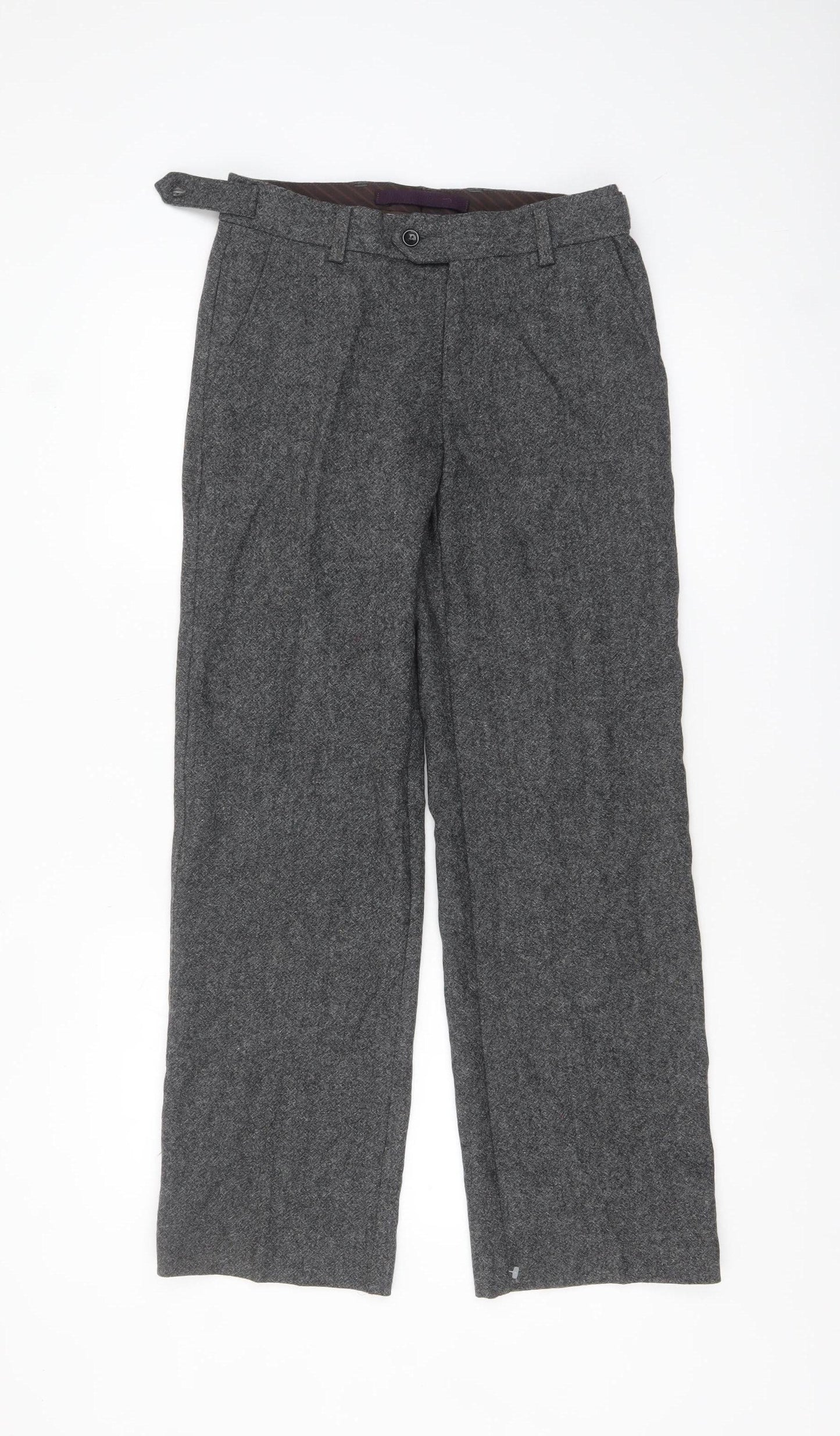 Next Heritage Grey Wool Blend Womens Slim Low Rise Trousers Size 8S