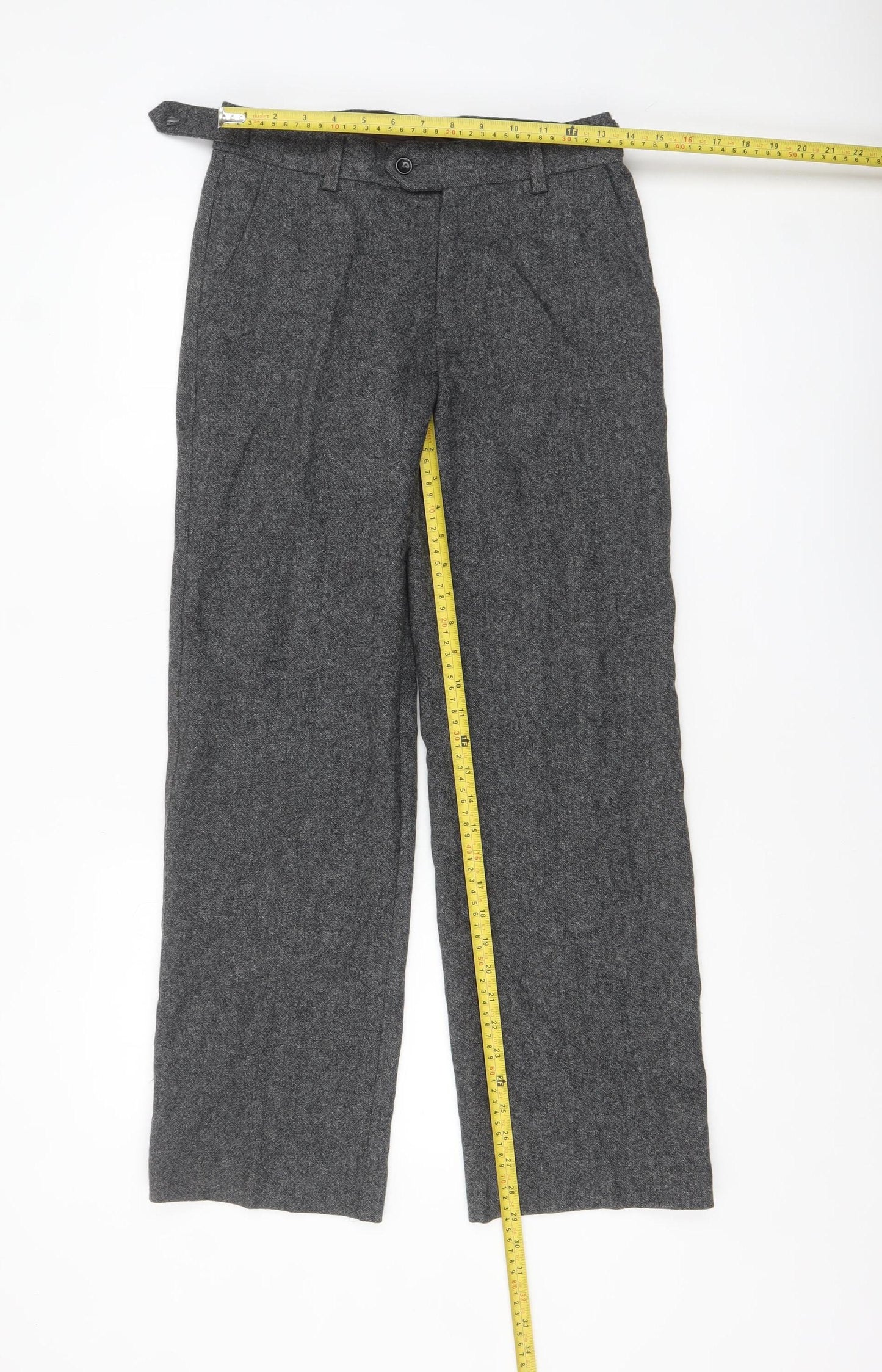 Next Heritage Grey Wool Blend Womens Slim Low Rise Trousers Size 8S
