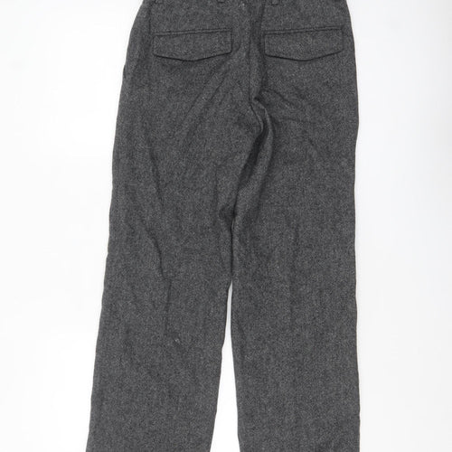 Next Heritage Grey Wool Blend Womens Slim Low Rise Trousers Size 8S