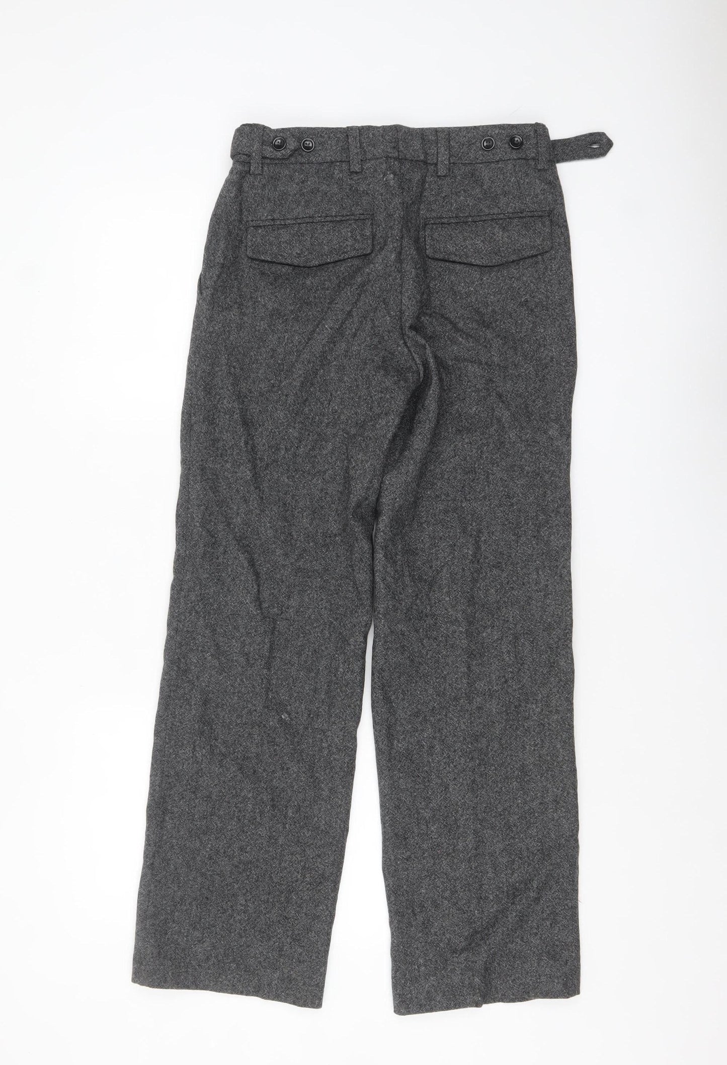 Next Heritage Grey Wool Blend Womens Slim Low Rise Trousers Size 8S