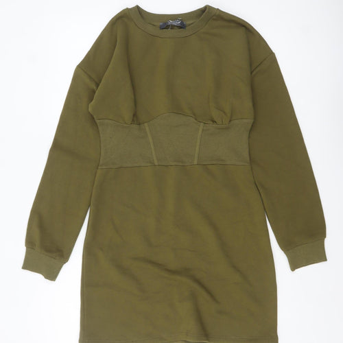 Primark Women’s Green Sweatshirt Dress Size 10-12 Casual Long Sleeve