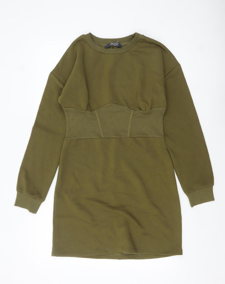 Primark Women’s Green Sweatshirt Dress Size 10-12 Casual Long Sleeve