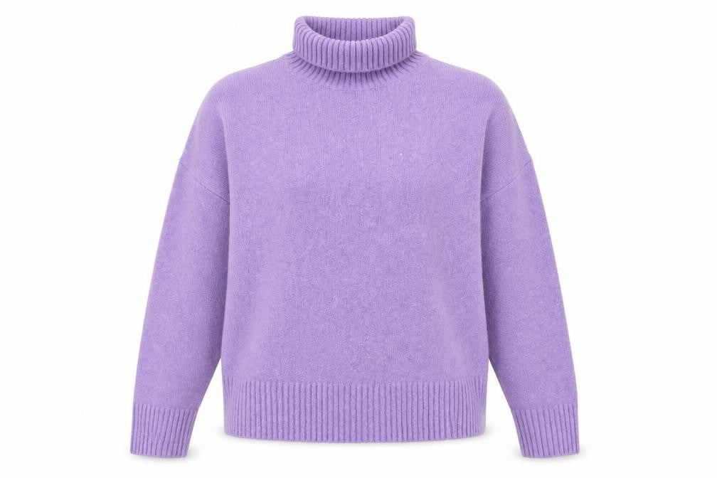 Front view of Zara Women Purple Wool Blend Roll Neck Jumper, size 8