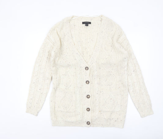 Atmosphere Women Ivory Cable Knit Long Sleeve Cardigan Size 12