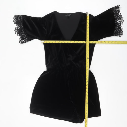 Topshop Women’s Black Velvet Lace Playsuit Size 6