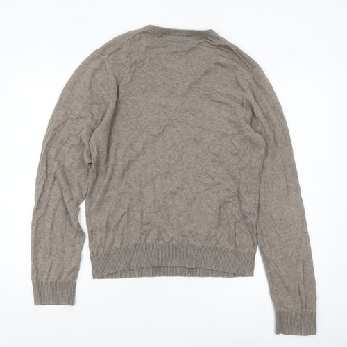 Tommy Hilfiger Men’s Beige V-Neck Cotton Cashmere Jumper M