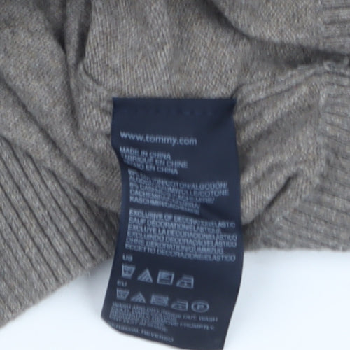 Tommy Hilfiger Men’s Beige V-Neck Cotton Cashmere Jumper M