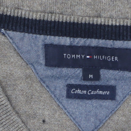 Tommy Hilfiger Men’s Beige V-Neck Cotton Cashmere Jumper M