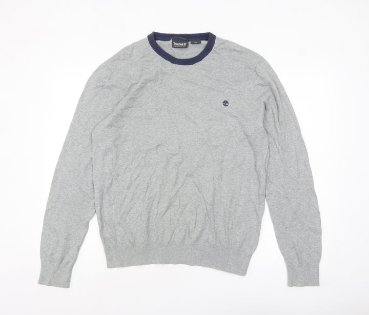 Timberland Men’s Grey Crew Neck Knit Jumper M Classic Soft Wool Blend