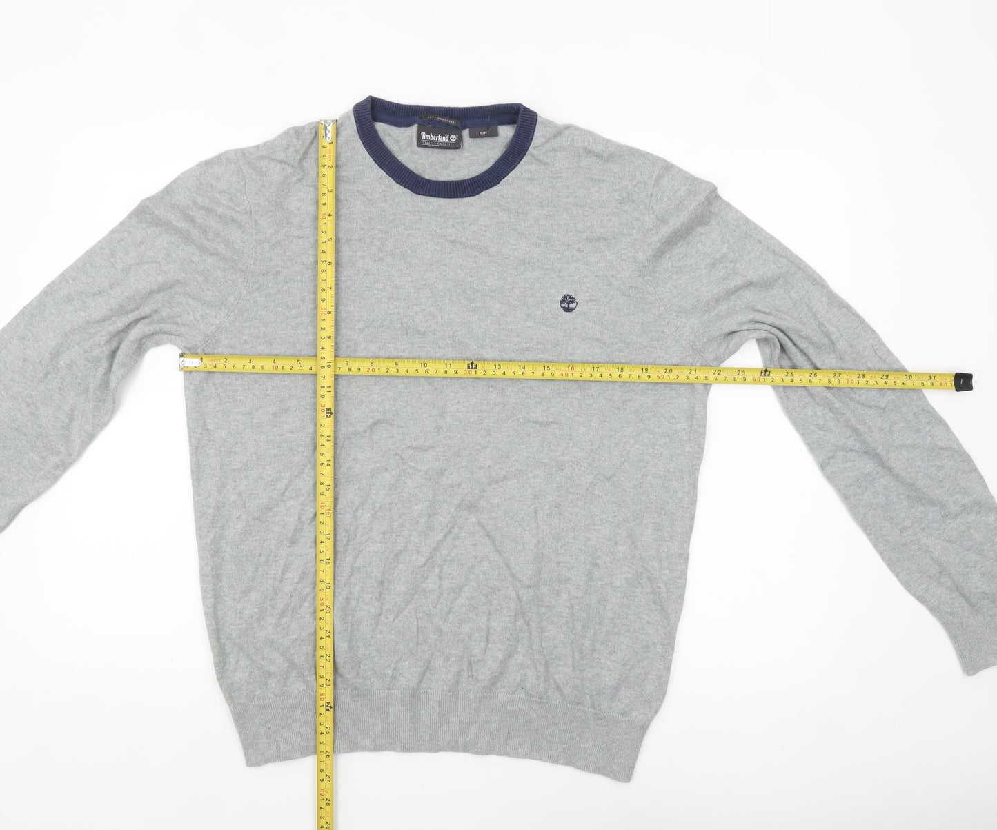 Timberland Men’s Grey Crew Neck Knit Jumper M Classic Soft Wool Blend