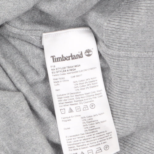Timberland Men’s Grey Crew Neck Knit Jumper M Classic Soft Wool Blend