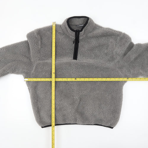 ASOS DESIGN Women Grey 1/4 Zip Fleece Pullover Sweatshirt Size S