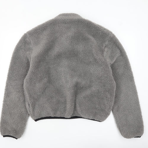 ASOS DESIGN Women Grey 1/4 Zip Fleece Pullover Sweatshirt Size S