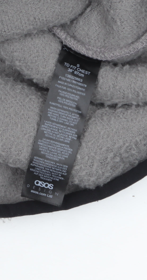 ASOS DESIGN Women Grey 1/4 Zip Fleece Pullover Sweatshirt Size S