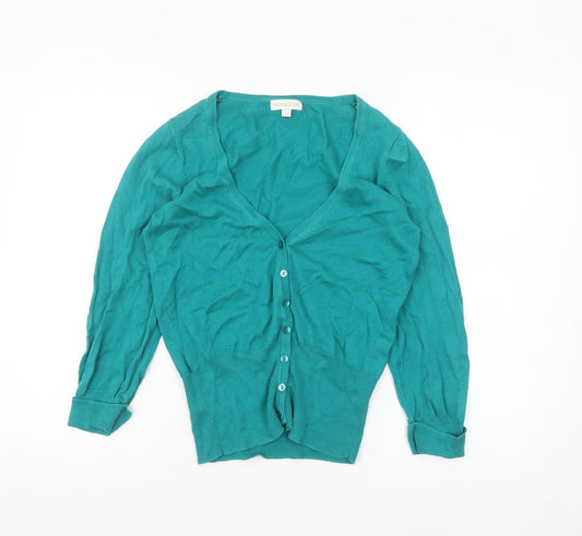 Monsoon Women's Green V-Neck Button Cardigan Size M