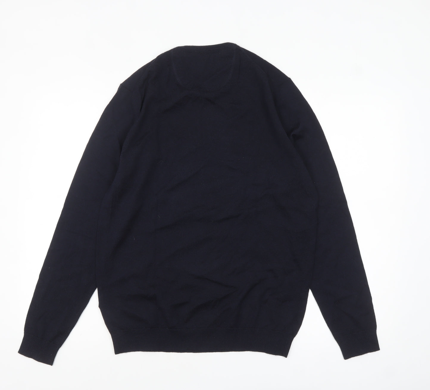 Simon Carter Men's Blue Merino Wool Crew Neck Jumper Size M