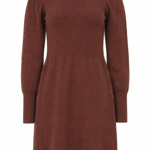 b.young Women's Brown Knit Jumper Dress Size S Long Sleeve
