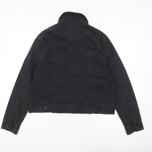Marks and Spencer Women's Black Denim Jacket Size 16 Buttoned Classic Style