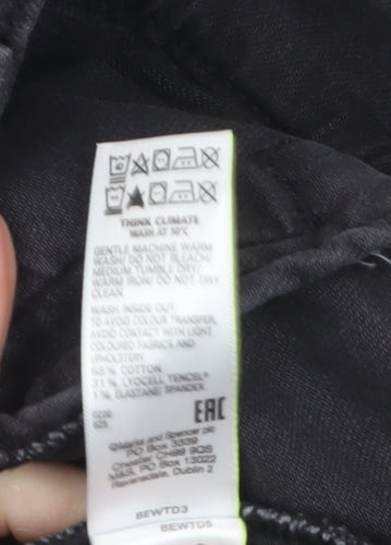 Marks and Spencer Women's Black Denim Jacket Size 16 Buttoned Classic Style