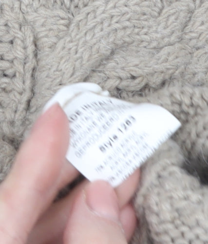 Collezione Gaia Women Beige Wool Cable Knit Cardigan S