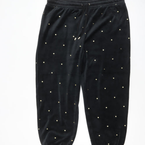 Marks and Spencer Women’s Black Studded Velvet Jogger Trousers L