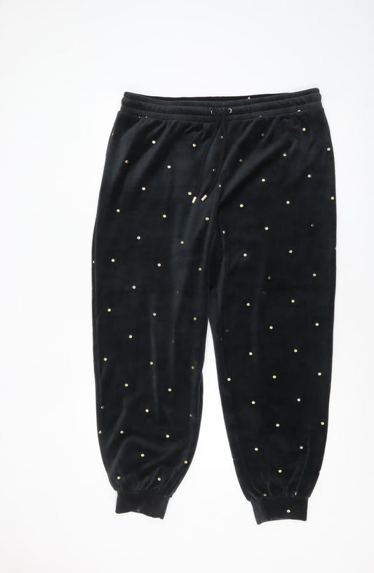 Marks and Spencer Women’s Black Studded Velvet Jogger Trousers L